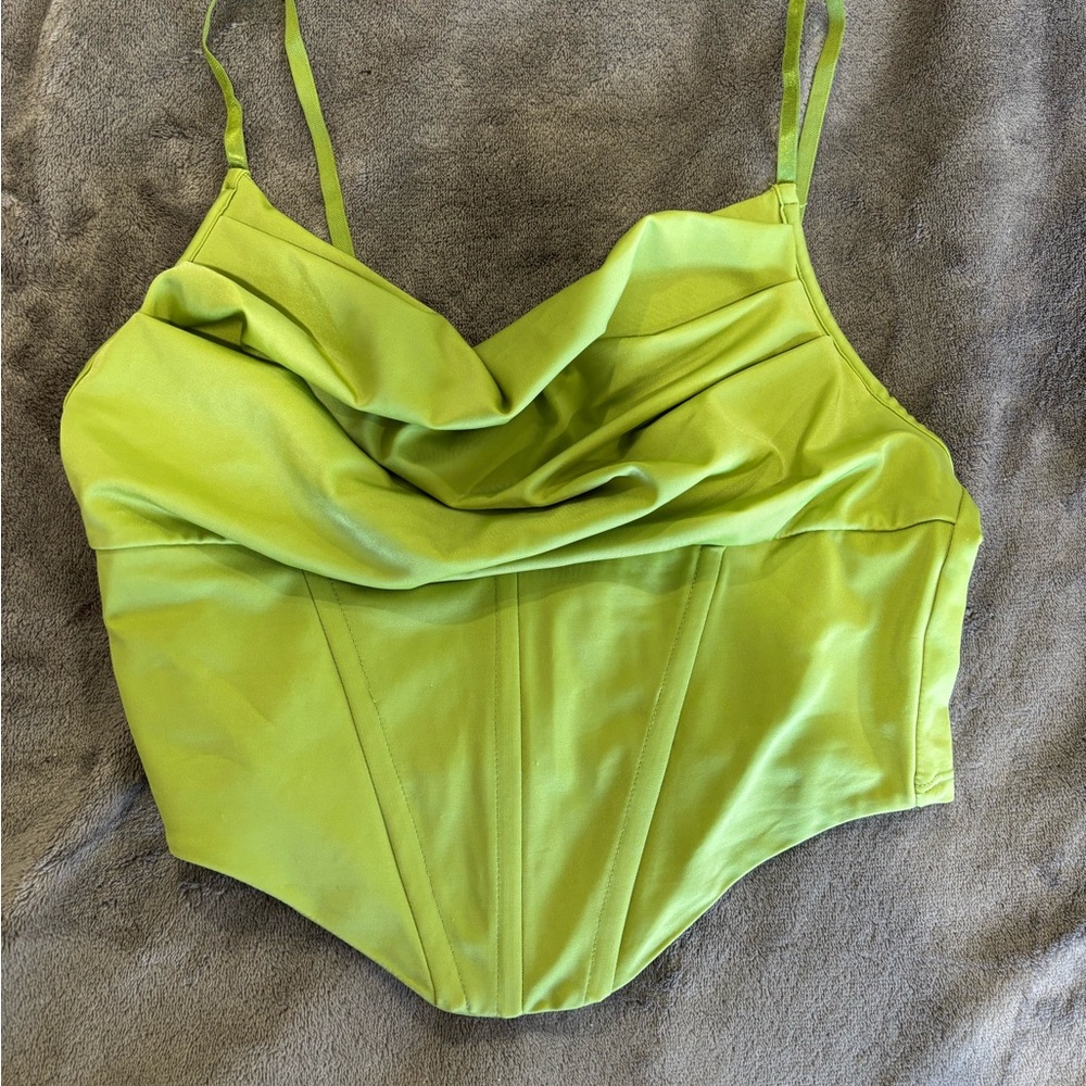 Lime Green Draped Corset Top